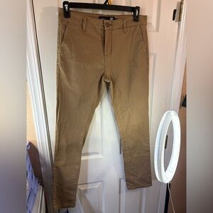 RSQ London Skinny Chino Mens 31x32 Khaki Pants Pockets Zipper Button Adult Skate